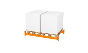 Palettenregal Zusatzebene ohne Böden, Breite 1825 mm, Tiefe 1100 mm, 2 Palettenplätze, 3000 kg Fachlast, Traverse orange
