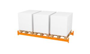 Palettenregal Zusatzebene ohne Böden, Breite 2700 mm, Tiefe 1100 mm, 3 Palettenplätze, 3000 kg Fachlast, Traverse orange