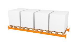 Palettenregal Zusatzebene ohne Böden, Breite 3600 mm, Tiefe 1100 mm, 4 Palettenplätze, 3000 kg Fachlast, Traverse orange