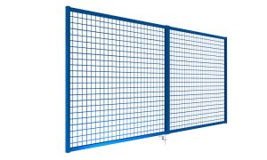 Drahtgitter-Flügeltür ohne Befestigung, Höhe 900 mm, Breite 2700 mm, RAL 5019 capriblau