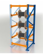 Kabeltrommelregal Blocksystem, Anbauregal, H2500xB750xT1100 mm, 4 Ebenen, 4000 kg Feldlast, 49 mm Ø Trommelrohr