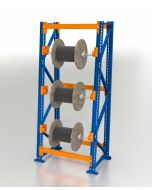 Kabeltrommelregal Schrägregalsystem, Grundregal, H4000xB750xT750 mm, 2 Ebenen, 2500 kg Feldlast, 60 mm Ø Trommelrohr