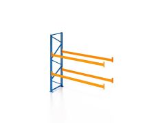 Palettenregal, Anbauregal, 3 Lagerebenen, H3000xB1825xT1100 mm, Fachlast 3000 kg, 6 Palettenplätze, Rahmen blau, Traverse orange