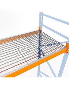 Palettenregal Zusatzebene mit Gitterrost, Breite 1825 mm, Tiefe 1100 mm, 2 Palettenplätze, 3000 kg Fachlast, Traverse orange