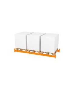 Palettenregal Zusatzebene ohne Böden, Breite 2700 mm, Tiefe 1100 mm, 3 Palettenplätze, 3000 kg Fachlast, Traverse orange