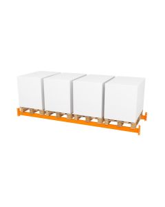 Palettenregal Zusatzebene ohne Böden, Breite 3600 mm, Tiefe 1100 mm, 4 Palettenplätze, 3000 kg Fachlast, Traverse orange