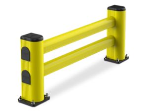 Regalendschutz LM Ø150 mm, Breite 1100 mm, Höhe 500 mm, RAL 1018 hellgelb / RAL 7040 grau